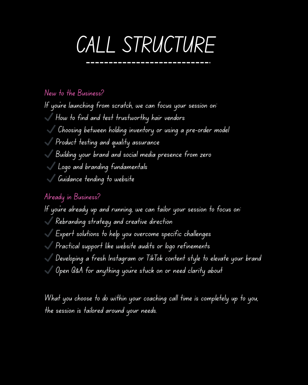 1-1 coaching call (DM for availability)